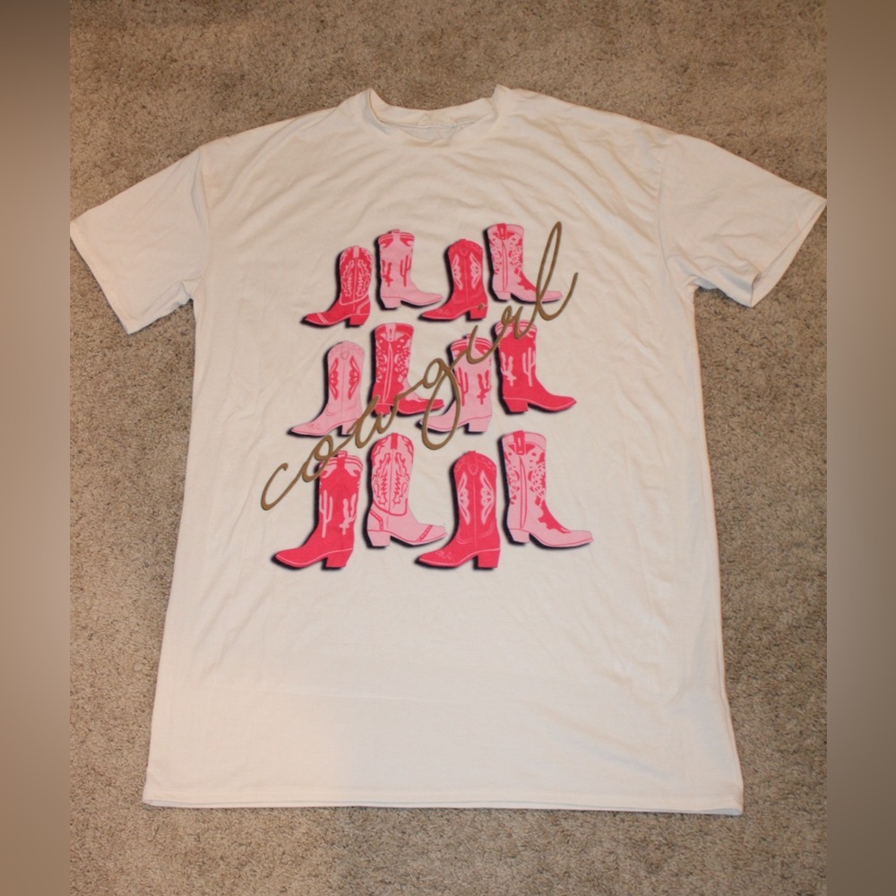 Pink and White Cowgirl Shirt/Tunic